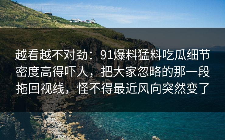 越看越不对劲：91爆料猛料吃瓜细节密度高得吓人，把大家忽略的那一段拖回视线，怪不得最近风向突然变了